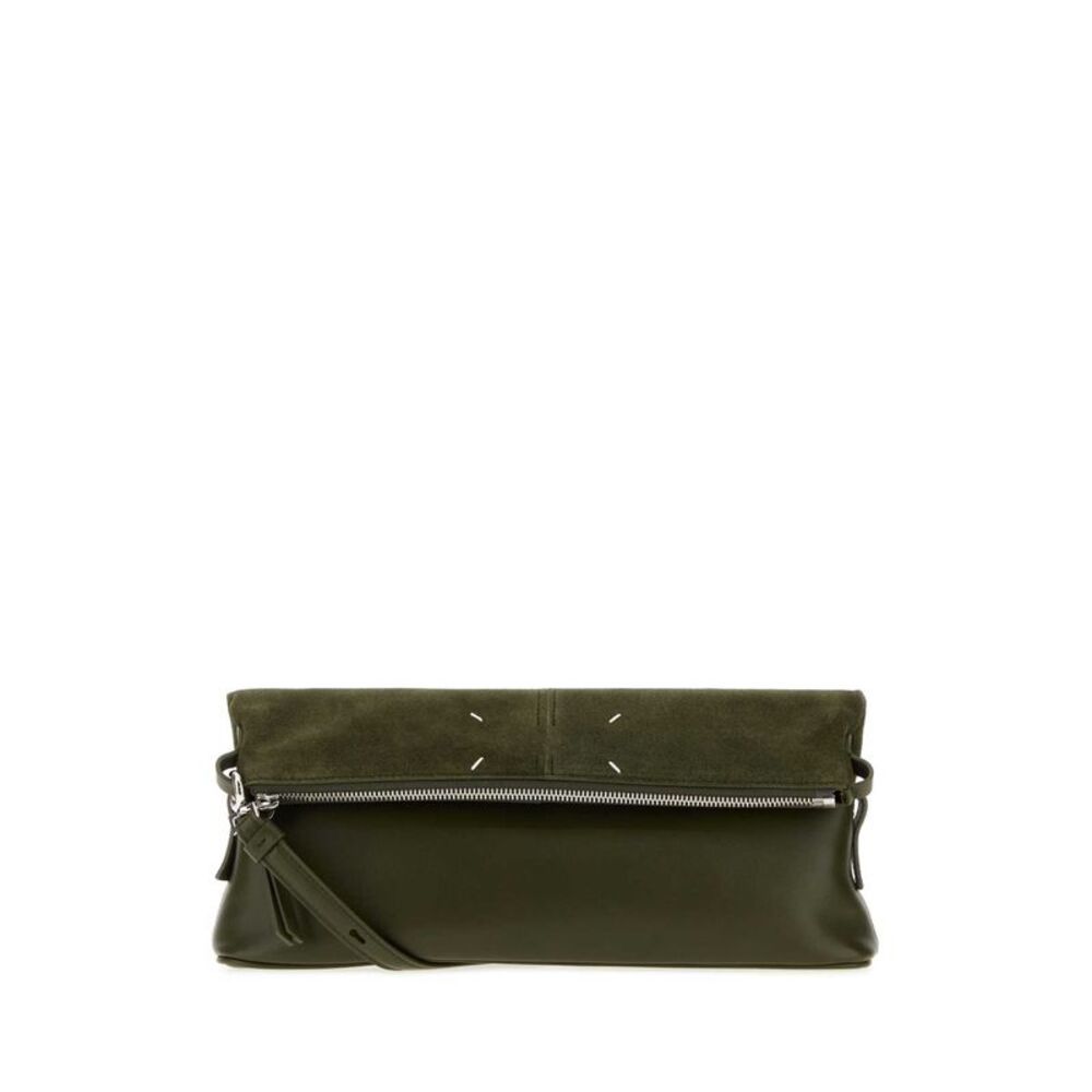 Maison Margiela Women Army Green Leather 5Ac Clutch